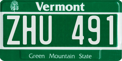 VT license plate ZHU491