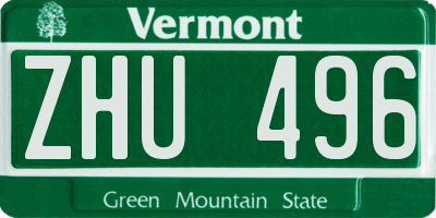 VT license plate ZHU496