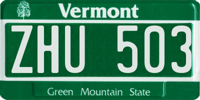 VT license plate ZHU503