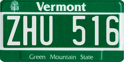 VT license plate ZHU516