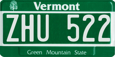 VT license plate ZHU522