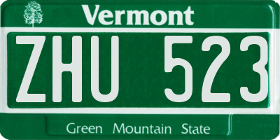 VT license plate ZHU523