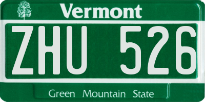 VT license plate ZHU526