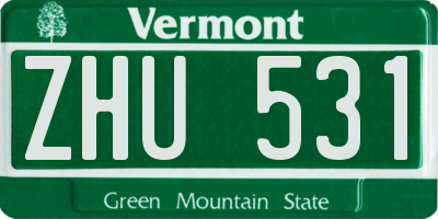 VT license plate ZHU531