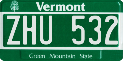VT license plate ZHU532
