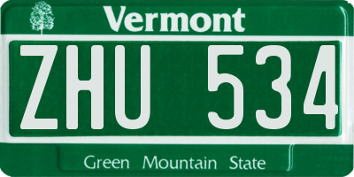 VT license plate ZHU534