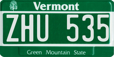 VT license plate ZHU535