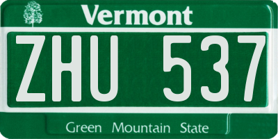 VT license plate ZHU537