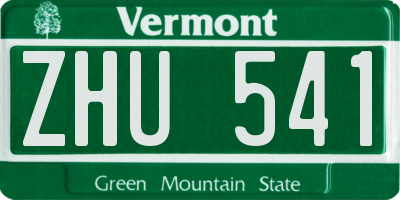 VT license plate ZHU541