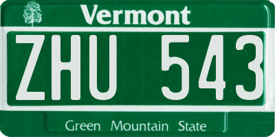 VT license plate ZHU543