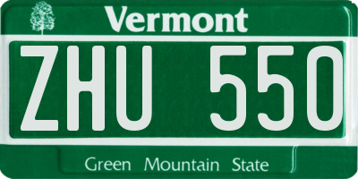 VT license plate ZHU550