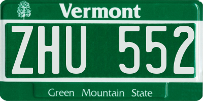 VT license plate ZHU552