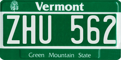 VT license plate ZHU562