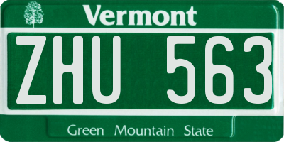 VT license plate ZHU563