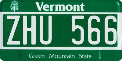 VT license plate ZHU566