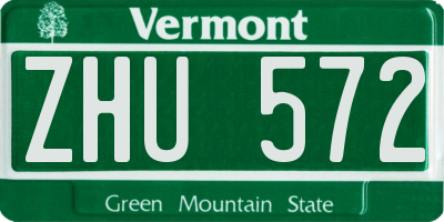 VT license plate ZHU572