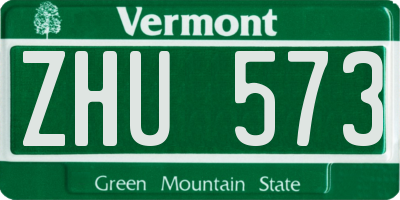 VT license plate ZHU573