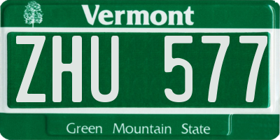 VT license plate ZHU577