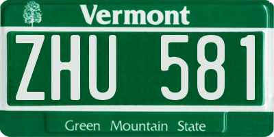 VT license plate ZHU581