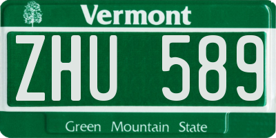 VT license plate ZHU589