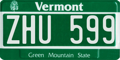 VT license plate ZHU599