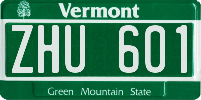 VT license plate ZHU601