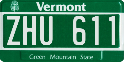 VT license plate ZHU611