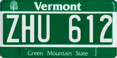 VT license plate ZHU612