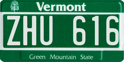 VT license plate ZHU616