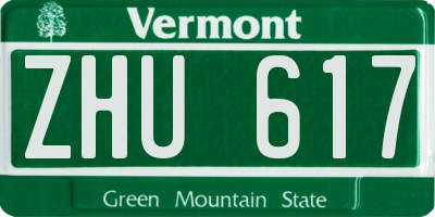 VT license plate ZHU617