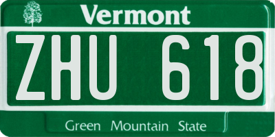 VT license plate ZHU618