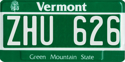 VT license plate ZHU626