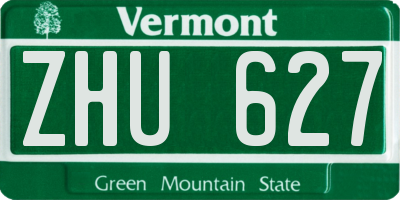VT license plate ZHU627