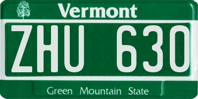 VT license plate ZHU630