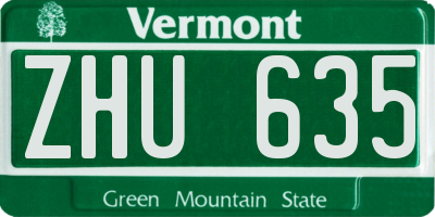 VT license plate ZHU635