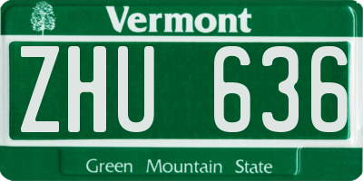 VT license plate ZHU636