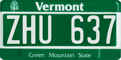 VT license plate ZHU637