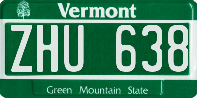 VT license plate ZHU638