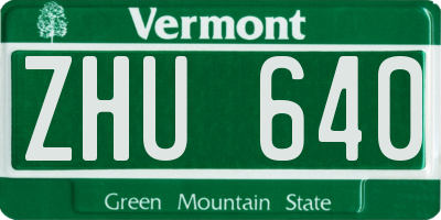 VT license plate ZHU640