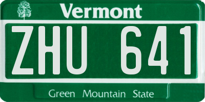 VT license plate ZHU641
