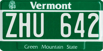 VT license plate ZHU642