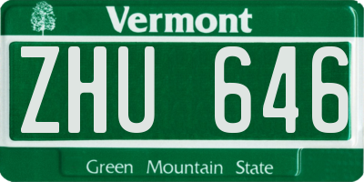 VT license plate ZHU646