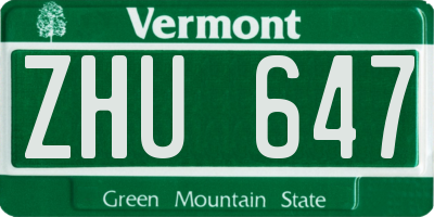 VT license plate ZHU647
