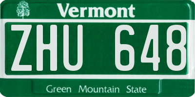 VT license plate ZHU648