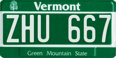 VT license plate ZHU667