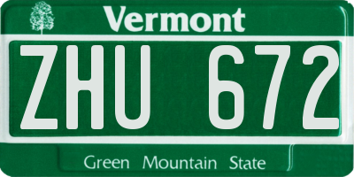 VT license plate ZHU672