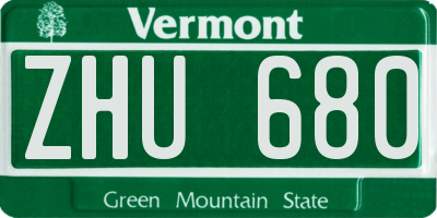 VT license plate ZHU680