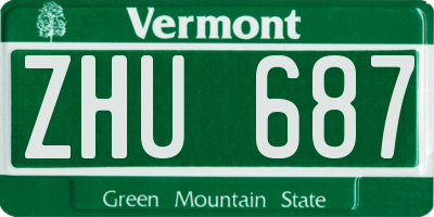 VT license plate ZHU687