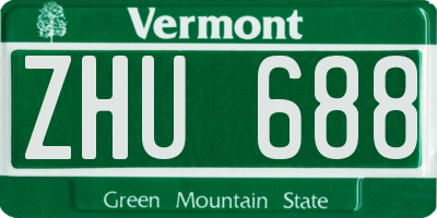 VT license plate ZHU688