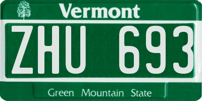 VT license plate ZHU693